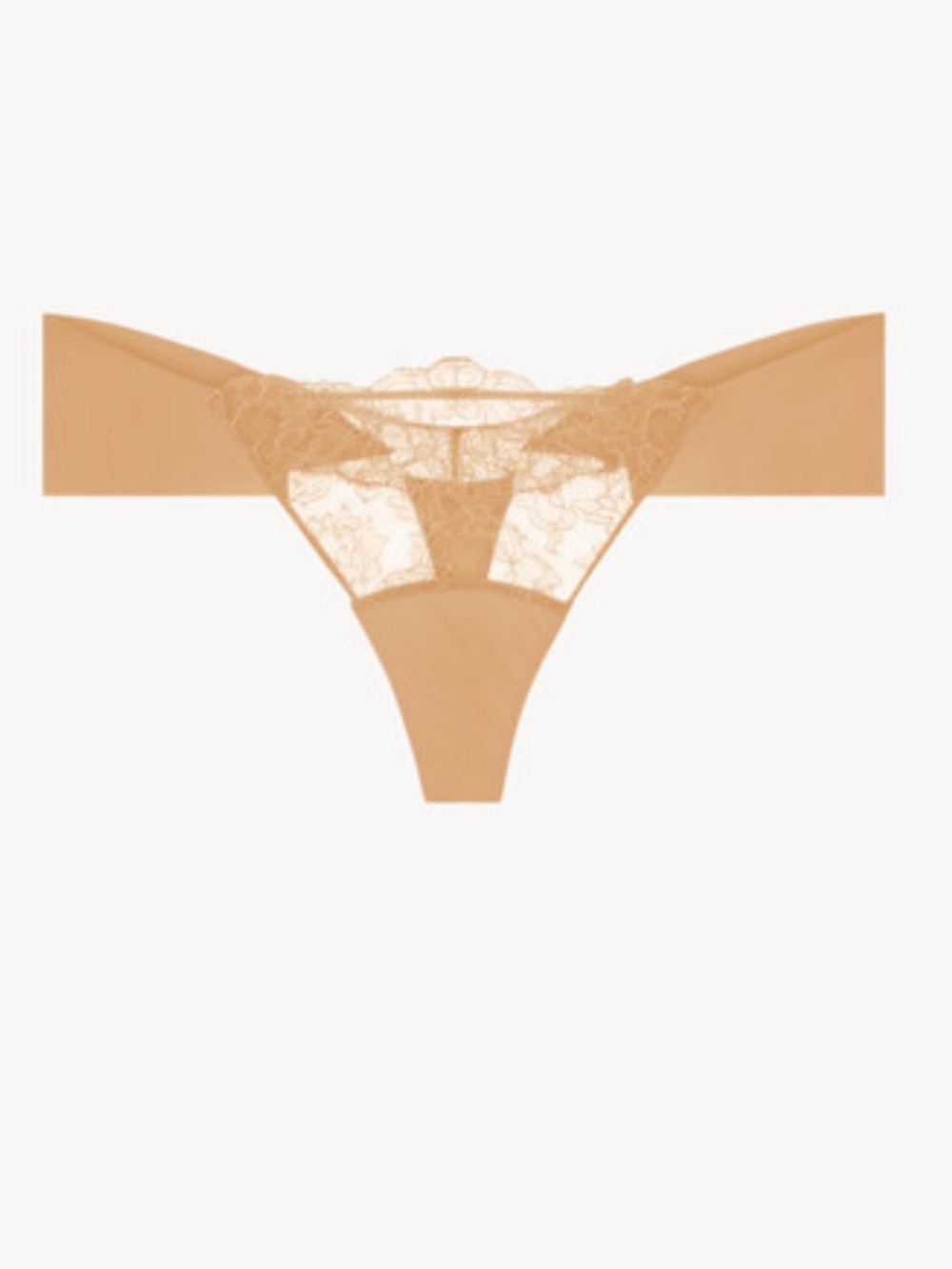 New La Perla Luxury Lycra Thong in Nude with Chantilly Lace Small